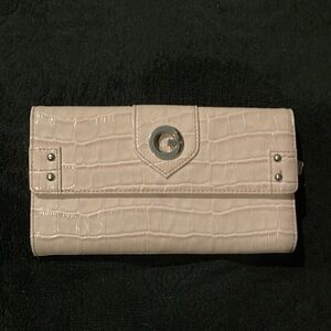 Guess Croc-Embossed Patent Leather Wallet - Light Pink